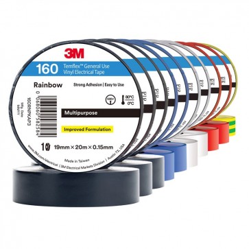 TAPE, VINYL ELECTRICAL 160 TEMFLEX, RBOW, 18mm x 20m [10]