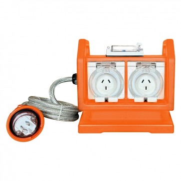 SAFETY SWITCH H/DUTY 4 OUTLET IP65 RCBO PROTECTED 10 AMP