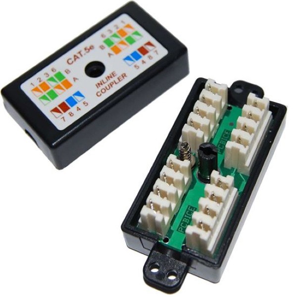Cat5e Inline Coupler, Punch Down Black Couplers, Joiners & Splitters