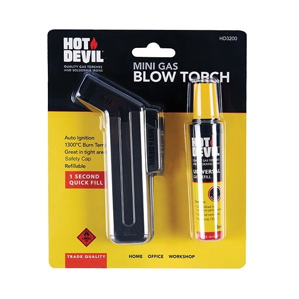 Hot Devil Mini Gas Blow Torch Butane Gas Refills, Torches & Kits
