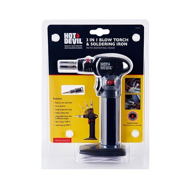 Hot Devil 3 in 1 Blow Torch & Soldering Iron with Rotating Head