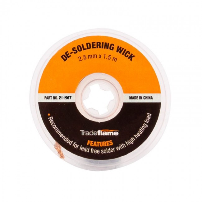 Tradeflame DeSoldering Wick 2.5mm x 1.5mm Solder & Fluid
