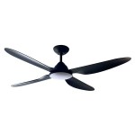CEILING FAN, 52in DC ABS BLADE RONDO + LED LIGHT, BLACK