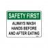 SIGN, NOTICE 225 x 300mm POLY WASH HANDS BEFORE AND AFTER