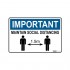 STICKER, NOTICE 200 x 150mm IMPORTANT MAINTAIN DISTANCING